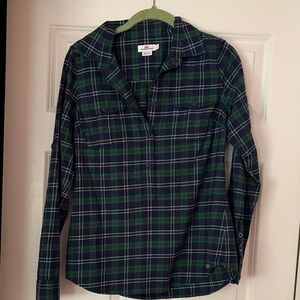Vineyard Vines Plaid Button Down Shirt - Black and Green
